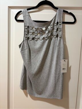 Bailey 44 Silver-Grey Sleeveless Tank with Metallic Disc Detail